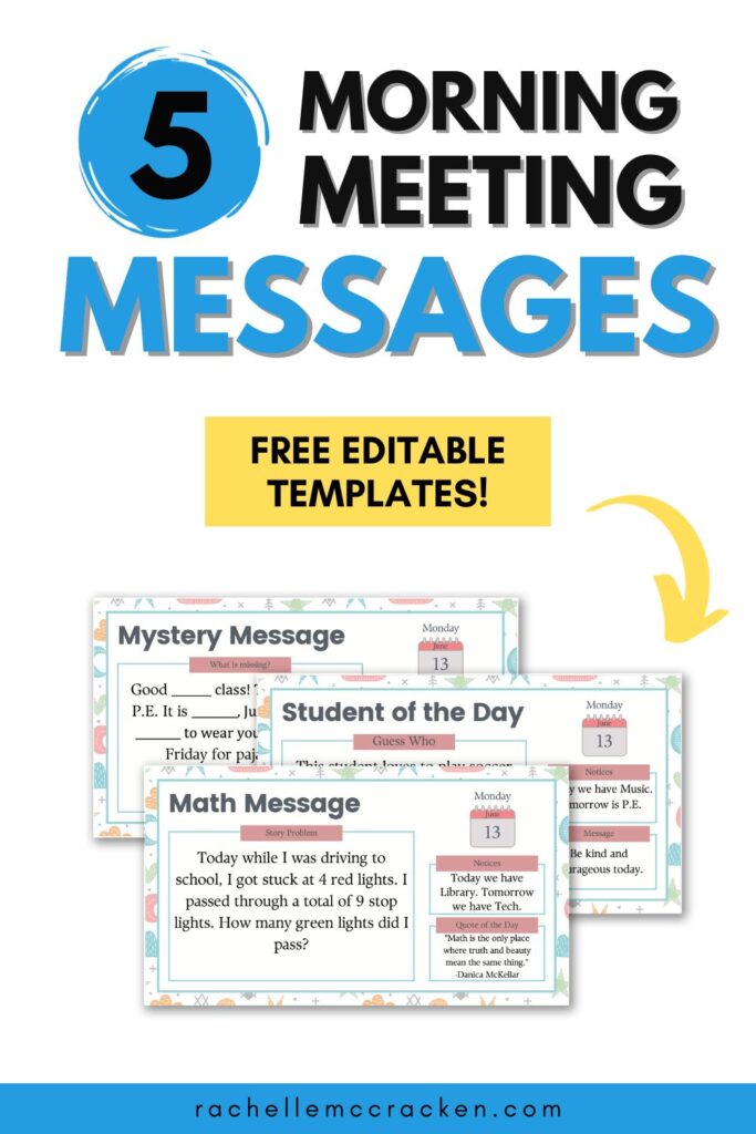 5 morning meeting messages free editable template